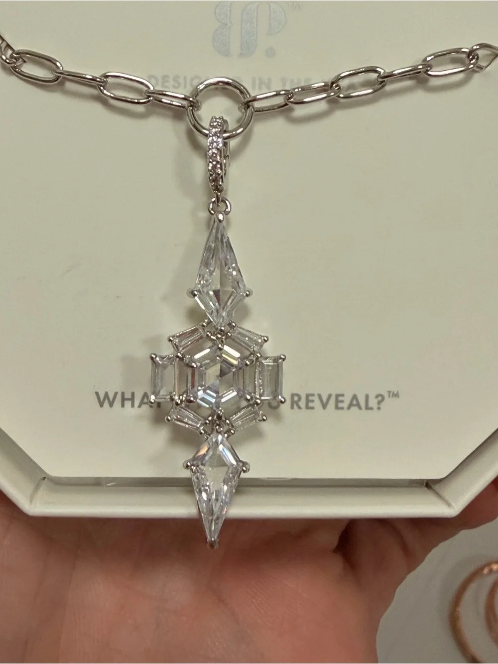 Silver Crystal Drop Necklace BP NWT “Kaleidoscope Wonder”